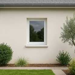 Gefradis Fenêtre PVC blanc 1 vantail hors tout H 106 x L 66 cm ouverture française pour pose rénovation - tirant gauche- Fenêtre Pvc