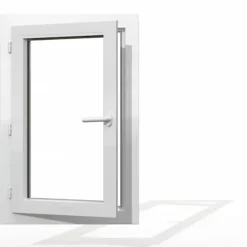 Gefradis Fenêtre PVC blanc 1 vantail hors tout H 106 x L 66 cm ouverture française pour pose rénovation - tirant gauche- Fenêtre Pvc