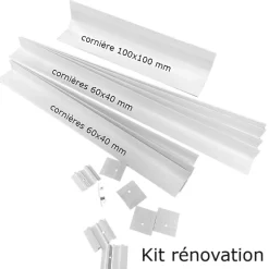 Gefradis Fenêtre PVC blanc 1 vantail hors tout H 61 x L 46 cm ouverture française verre brouillé pour pose rénovation - tirant droit- Fenêtre Pvc