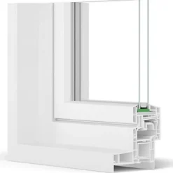 Gefradis Fenêtre PVC blanc 1 vantail hors tout H 61 x L 46 cm ouverture française verre brouillé pour pose rénovation - tirant droit- Fenêtre Pvc