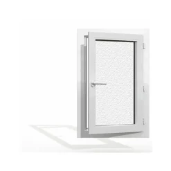 Gefradis Fenêtre PVC blanc 1 vantail hors tout H 61 x L 46 cm ouverture française verre brouillé pour pose rénovation - tirant droit- Fenêtre Pvc