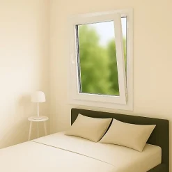 Gefradis Fenêtre PVC blanc 1 vantail hors tout H 76 x L 66 cm oscillo battant pour pose rénovation - tirant droit- Fenêtre Pvc