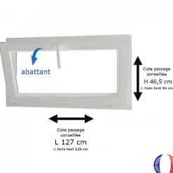 Gefradis Fenêtre Pvc<Fenêtre PVC blanc 1 vantail abattant hors tout H 46 x L 126 cm pour pose rénovation