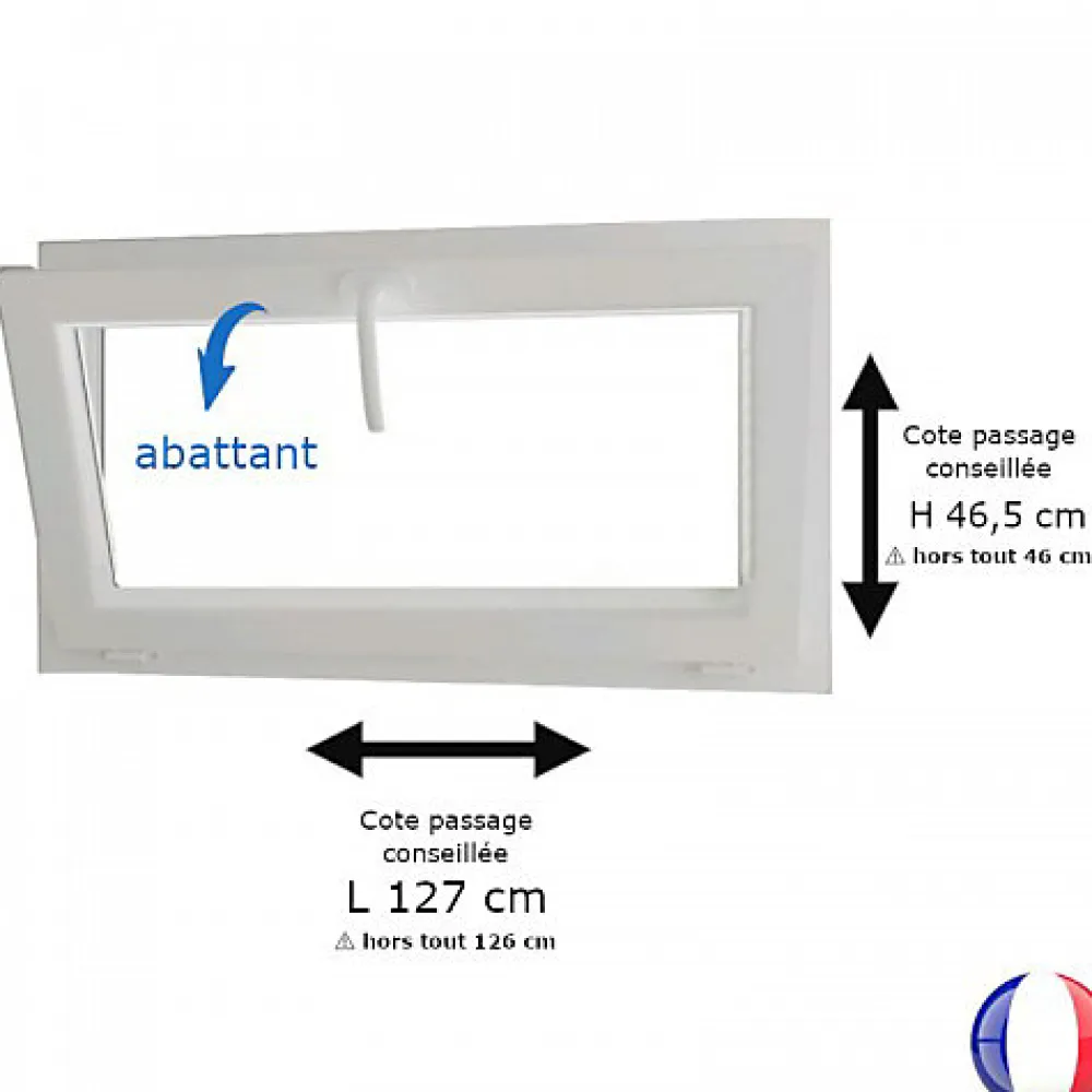 Gefradis Fenêtre Pvc<Fenêtre PVC blanc 1 vantail abattant hors tout H 46 x L 126 cm pour pose rénovation