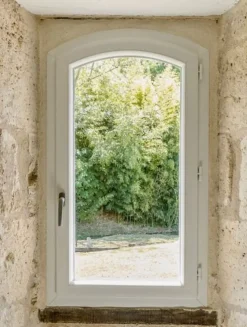 3 in 1 Fenêtre Pvc<Fenêtre PVC cintré 1 ventail ouvrant RAL 9016 ( L.: 90 cm x H.: 80 cm)