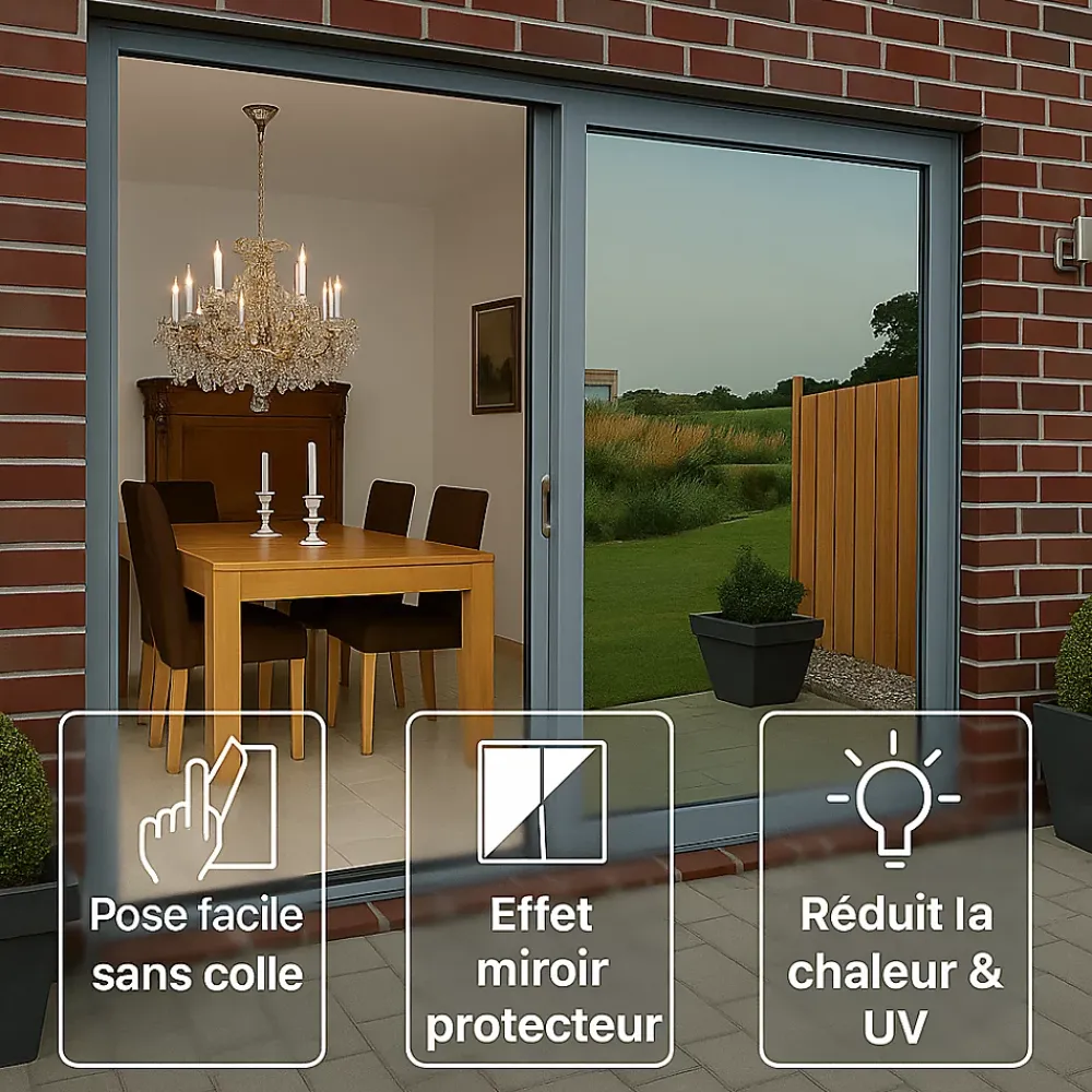 Ambiance Sticker Film Occultant Pour Vitrage<Film adhésif miroir privatif pour fenêtre au mètre - Anti-Regard Anti-UV Anti-Chaleur - 90cmx6m