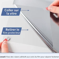 Ambiance Sticker Film adhésif miroir privatif pour fenêtre au mètre - Anti-Regard Anti-UV Anti-Chaleur - 90cmx10m- Film Occultant Pour Vitrage