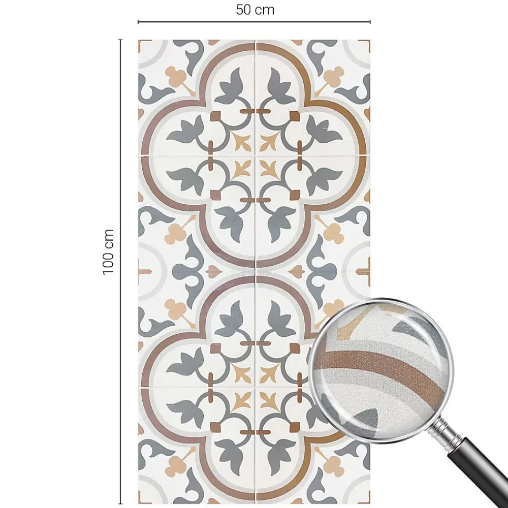 Wallfluent Film Ddépoli Autoadhésif 50x100 cm d'Intimité pour Fenêtre Rayures Ornements Carrelés 1 rol.- Film Occultant Pour Vitrage