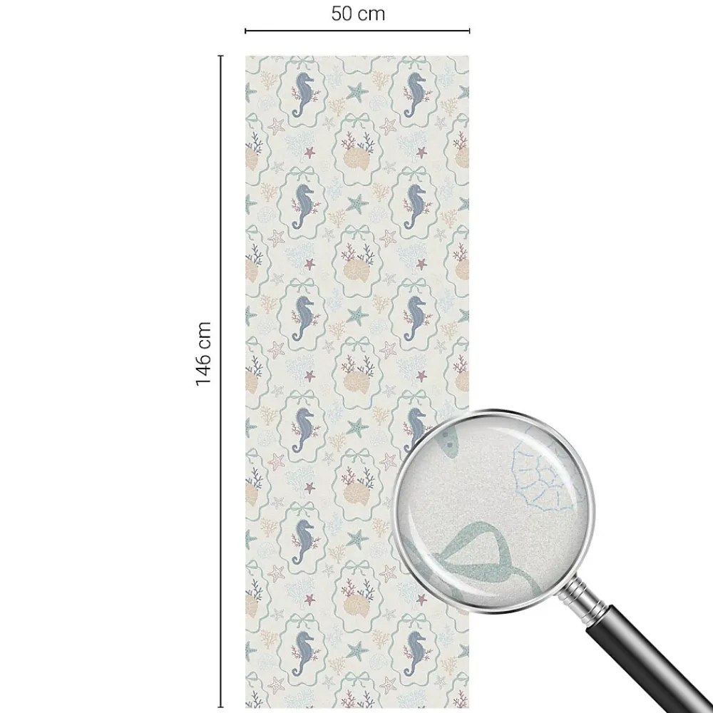 Wallfluent Film Ddépoli Autoadhésif 50x146 cm Protège efficacement l'intimité Hippocampes 1 rol.- Film Occultant Pour Vitrage