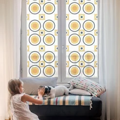 Wallfluent Film Ddépoli Autoadhésif 100x116 cm décoratif vitrail Cercles Rétro 1 rol.- Film Occultant Pour Vitrage