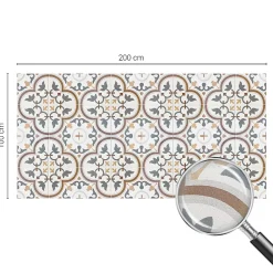 Wallfluent Film Ddépoli Autoadhésif 200x100 cm d'Intimité pour Fenêtre Rayures Ornements Carrelés 1 rol.- Film Occultant Pour Vitrage