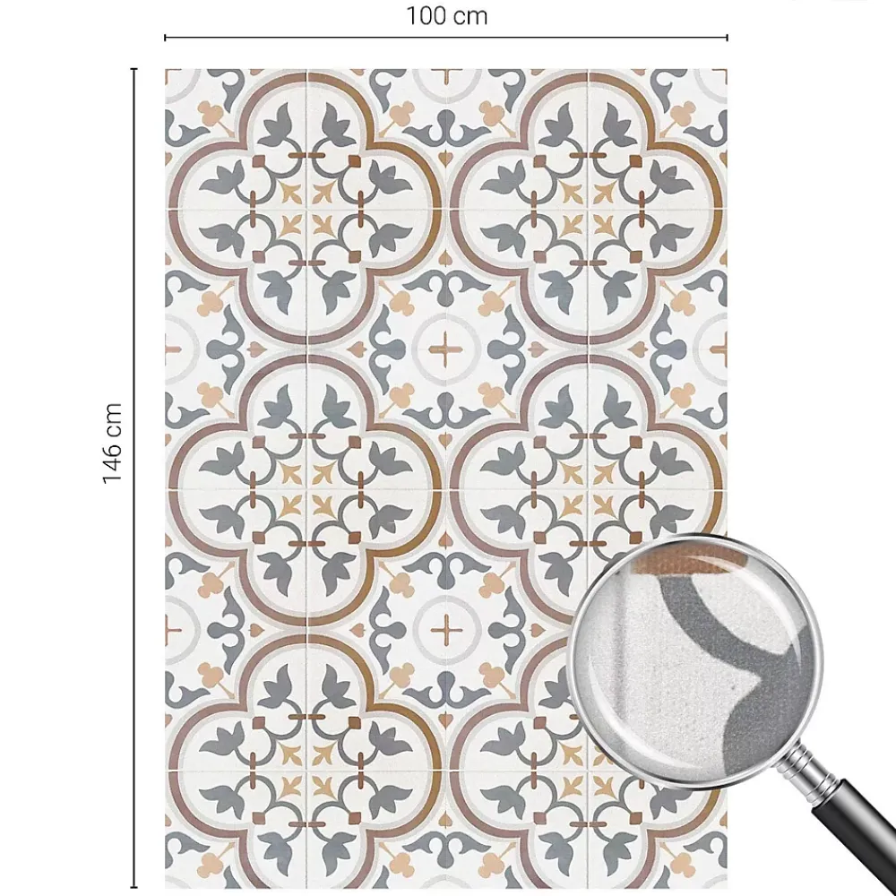 Wallfluent Film Ddépoli Autoadhésif 100x146 cm d'Intimité pour Fenêtre Rayures Ornements Carrelés 1 rol.- Film Occultant Pour Vitrage