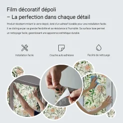 Wallfluent Film Ddépoli Autoadhésif 100x146 cm d'Intimité pour Fenêtre Rayures Ornements Carrelés 1 rol.- Film Occultant Pour Vitrage
