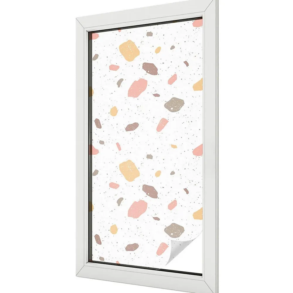 Wallfluent Film Ddépoli Autoadhésif 50x100 cm de protection d'intimité Terrazzo Abstrait 1 rol.- Film Occultant Pour Vitrage