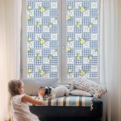 Wallfluent Film Ddépoli Autoadhésif 100x100 cm de protection d'intimité Motif Citron 1 rol.- Film Occultant Pour Vitrage