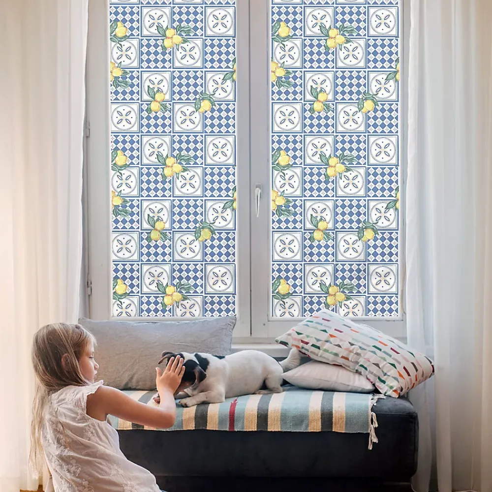 Wallfluent Film Ddépoli Autoadhésif 100x100 cm de protection d'intimité Motif Citron 1 rol.- Film Occultant Pour Vitrage