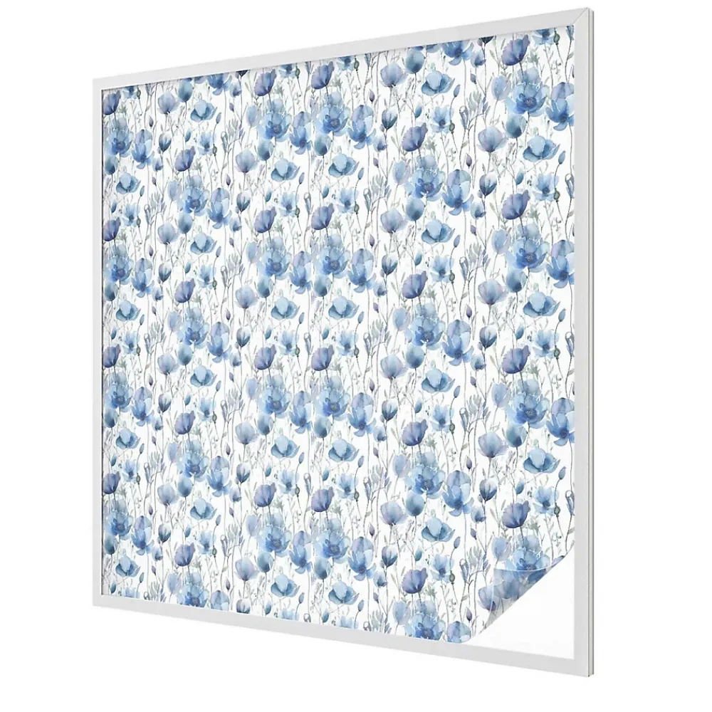 Wallfluent Film dépoli blanc adhésif 100x100 cm décoratif vitrail Fleurs À L'aquarelle 1 rol.- Film Occultant Pour Vitrage