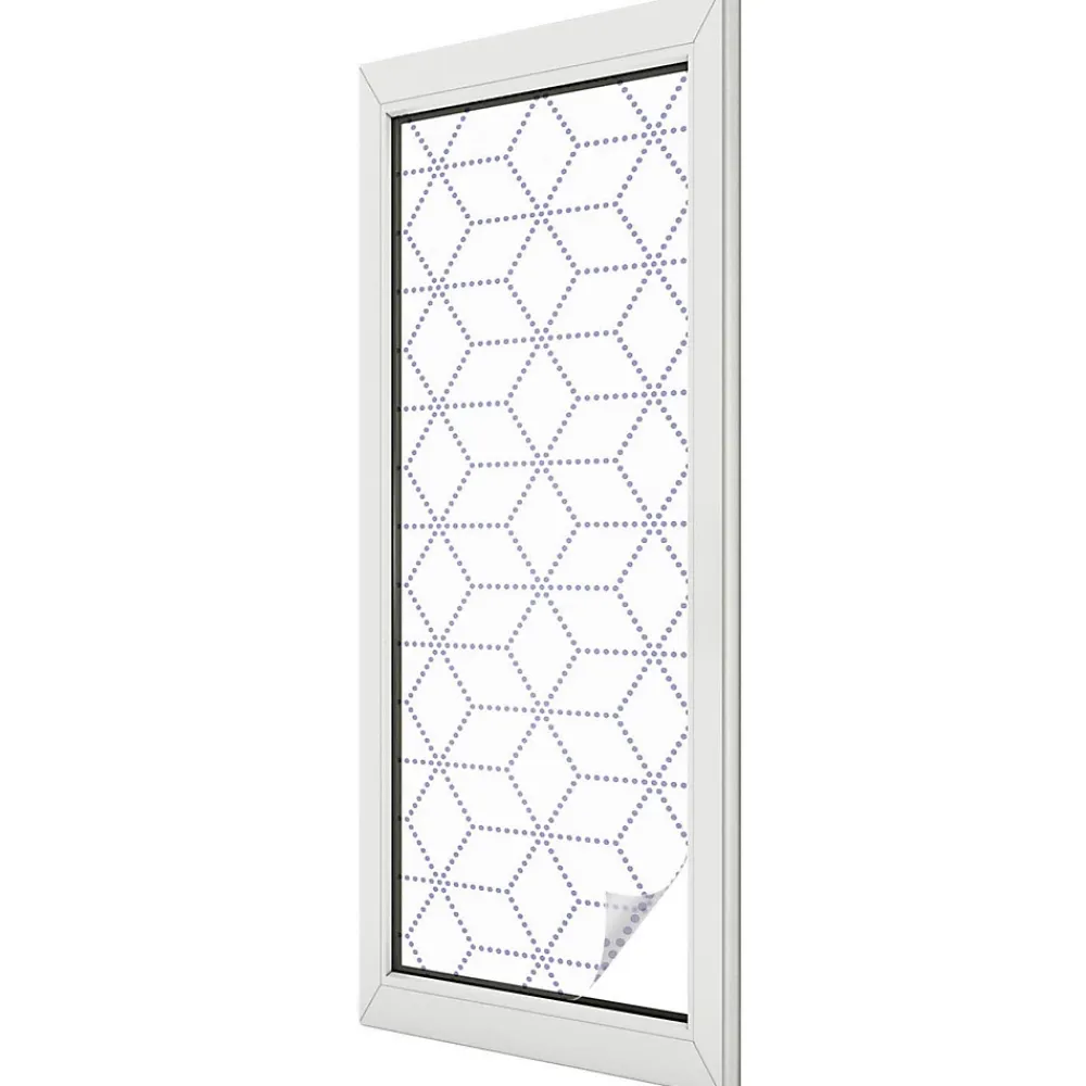 Wallfluent Film dépoli blanc adhésif 50x146 cm d'Intimité pour Fenêtre Rayures Losanges Violets 1 rol.- Film Occultant Pour Vitrage