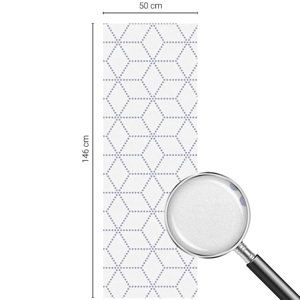 Wallfluent Film dépoli blanc adhésif 50x146 cm d'Intimité pour Fenêtre Rayures Losanges Violets 1 rol.- Film Occultant Pour Vitrage