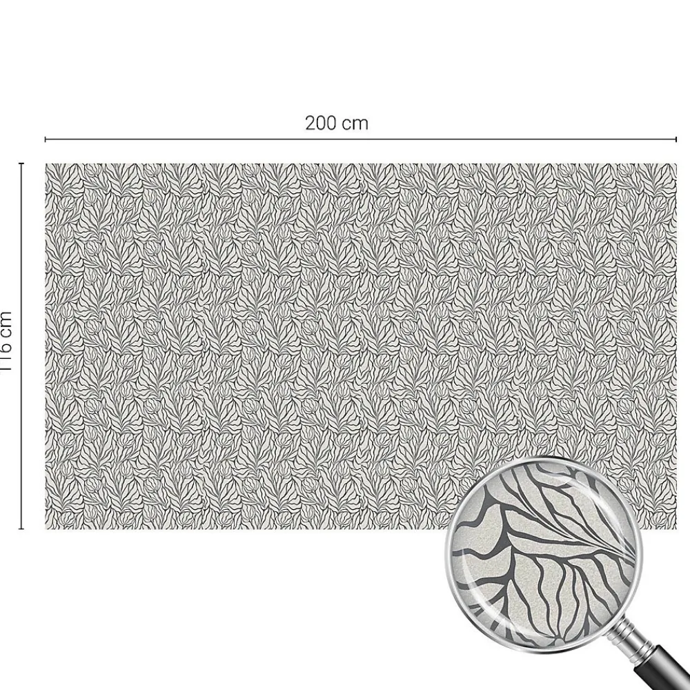 Wallfluent Film dépoli blanc adhésif 200x116 cm décoratif vitrail Feuilles Fleurs 1 rol.- Film Occultant Pour Vitrage