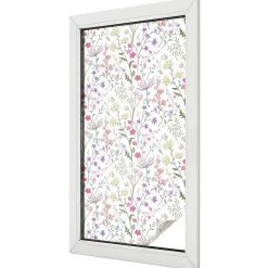 Wallfluent Film dépoli blanc adhésif 50x100 cm d'Intimité pour Fenêtre Rayures Prairie Fleurie 1 rol.- Film Occultant Pour Vitrage