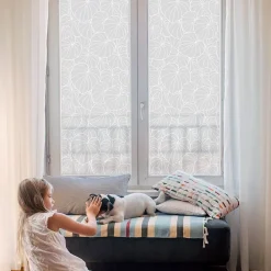 Wallfluent Film dépoli blanc adhésif 50x146 cm décoratif vitrail Élégance Feuillue 1 rol.- Film Occultant Pour Vitrage
