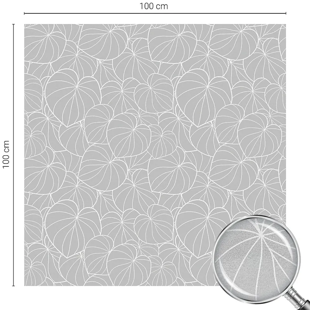 Wallfluent Film dépoli blanc adhésif 100x100 cm décoratif vitrail Élégance Feuillue 1 rol.- Film Occultant Pour Vitrage