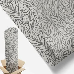 Wallfluent Film dépoli blanc adhésif 50x100 cm décoratif vitrail Feuilles Fleurs 1 rol.- Film Occultant Pour Vitrage