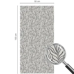Wallfluent Film dépoli blanc adhésif 50x100 cm décoratif vitrail Feuilles Fleurs 1 rol.- Film Occultant Pour Vitrage