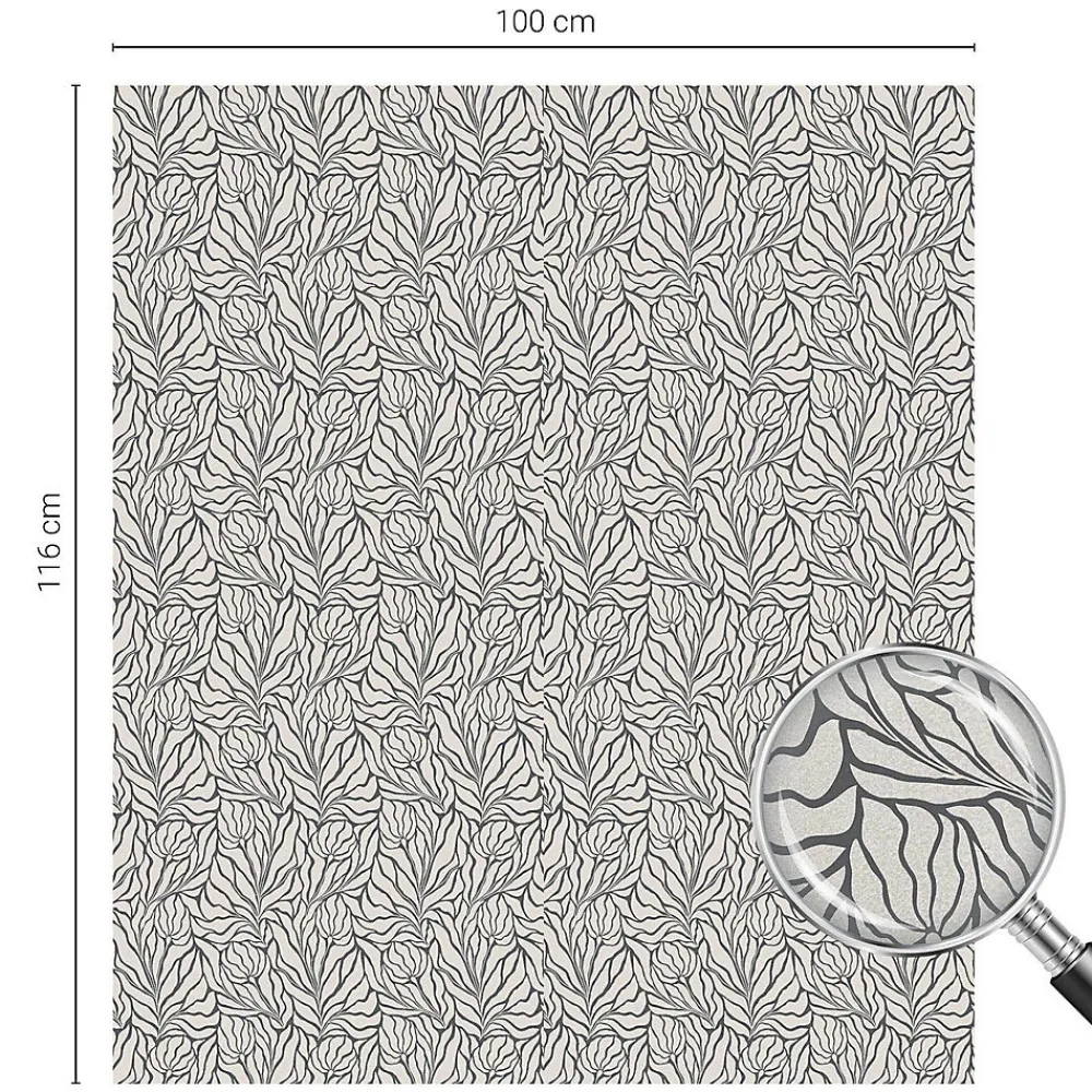 Wallfluent Film Occultant Pour Vitrage<Film dépoli blanc adhésif 100x116 cm décoratif vitrail Feuilles Fleurs 1 rol.