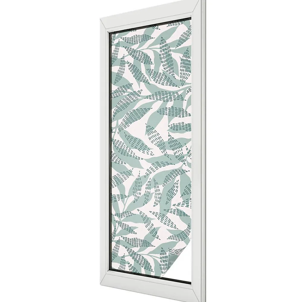 Wallfluent Film dépoli blanc adhésif 50x146 cm de protection d'intimité Feuilles Vertes 1 rol.- Film Occultant Pour Vitrage