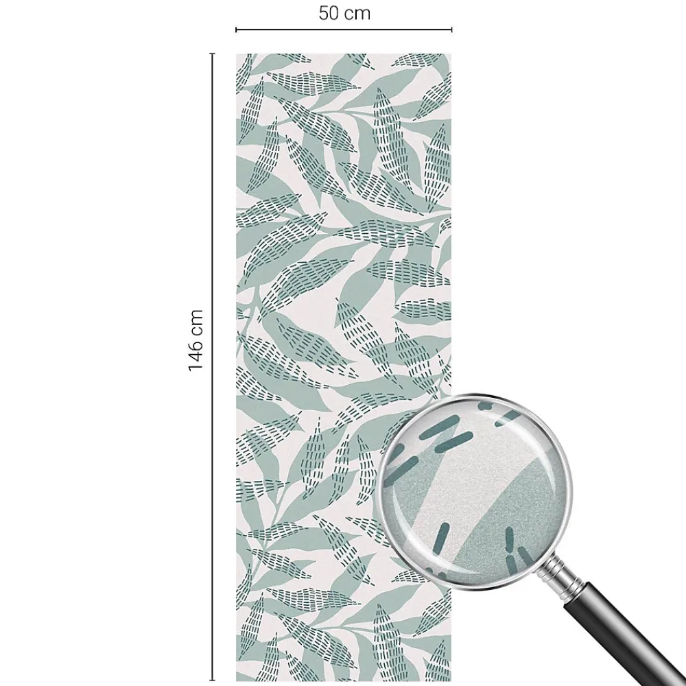 Wallfluent Film dépoli blanc adhésif 50x146 cm de protection d'intimité Feuilles Vertes 1 rol.- Film Occultant Pour Vitrage