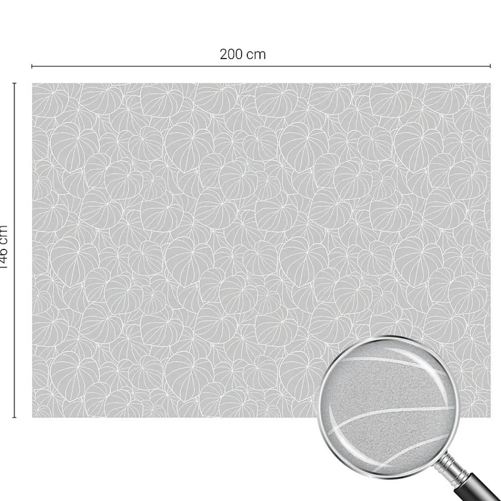 Wallfluent Film dépoli blanc adhésif 200x146 cm décoratif vitrail Élégance Feuillue 1 rol.- Film Occultant Pour Vitrage