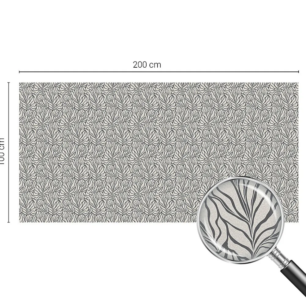 Wallfluent Film dépoli blanc adhésif 200x100 cm décoratif vitrail Feuilles Fleurs 1 rol.- Film Occultant Pour Vitrage