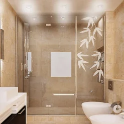 Ambiance Sticker Film Occultant Pour Vitrage<Film Fenêtre Anti Regard Occultant - FEUILLES DE BAMBOU - Stickers Autocollant Brise-Vue pour Vitre & Porte de Douche - 120x35cm