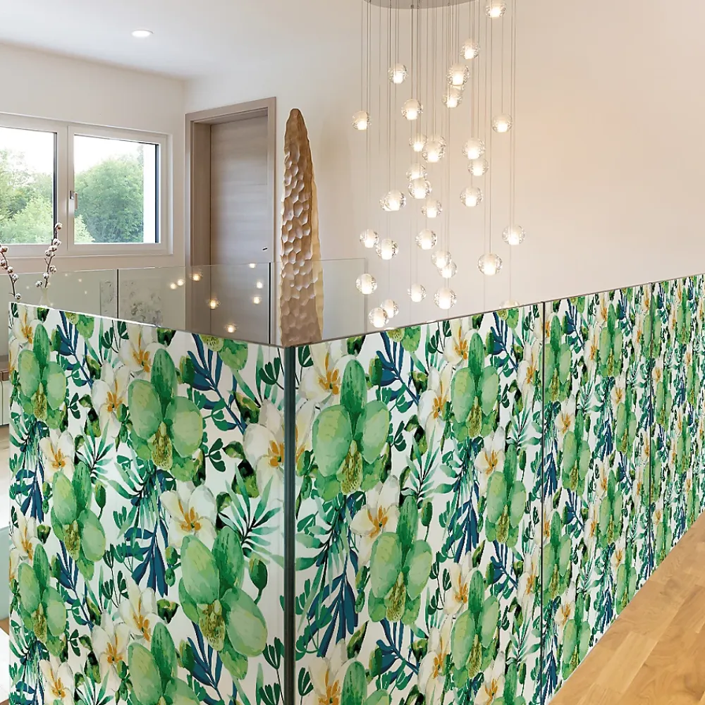 Ambiance Sticker Film Occultant Pour Vitrage<Film Fenêtre Anti Regard Occultant - ORCHIDÉE VERTE XL - Stickers pour Vitres & Porte de Douche - 40X200cm