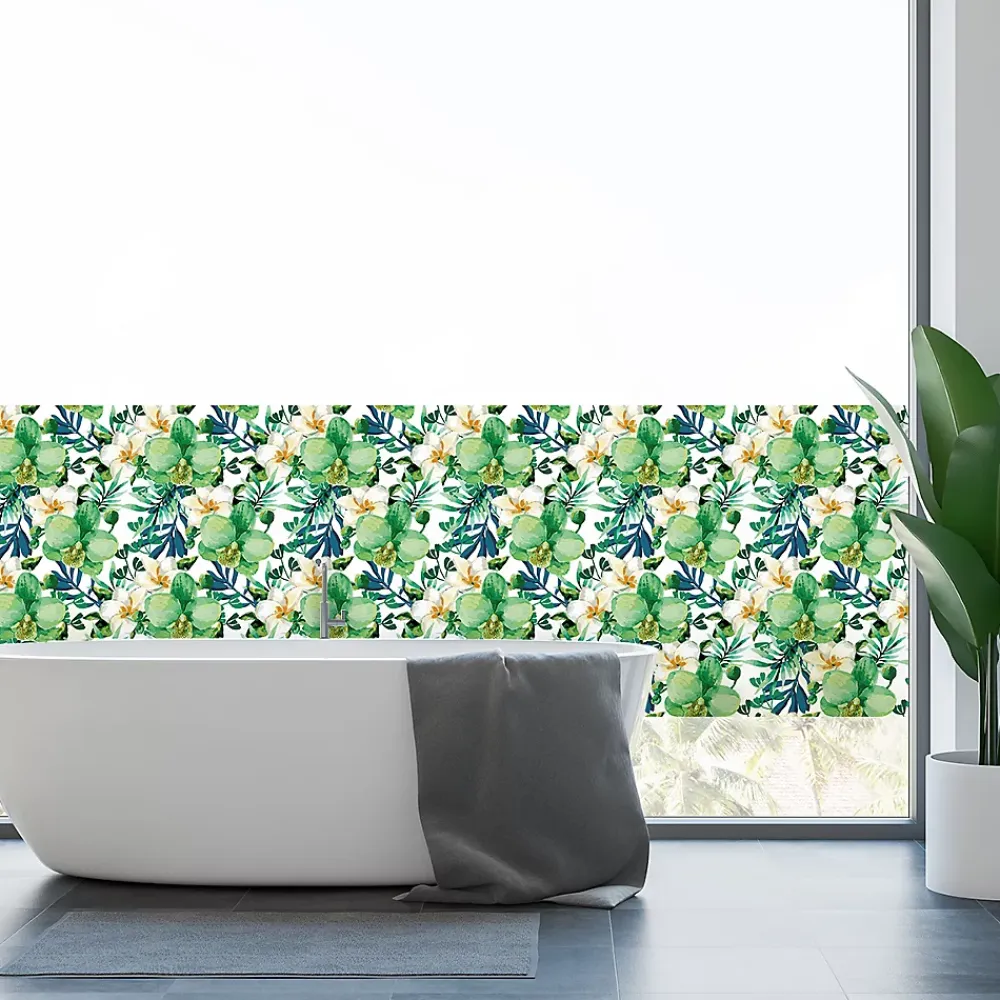 Ambiance Sticker Film Occultant Pour Vitrage<Film Fenêtre Anti Regard Occultant - ORCHIDÉE VERTE XL - Stickers pour Vitres & Porte de Douche - 40X200cm