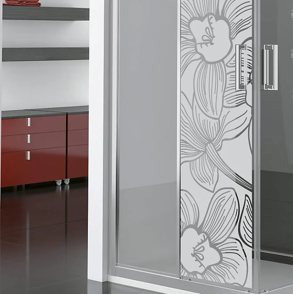 Ambiance Sticker Film Occultant Pour Vitrage<Film Fenêtre Anti Regard Occultant - FLEUR D'ORCHIDÉE 1 - Stickers Autocollant Brise-Vue pour Vitre & Porte de Douche - 55x185cm