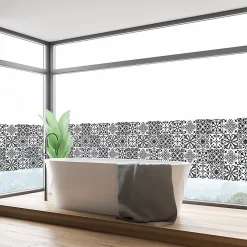 Ambiance Sticker Film Occultant Pour Vitrage<Film Fenêtre Anti Regard Occultant - AZULEJOS NOIR - Stickers pour Vitres & Porte de Douche - 40X200cm