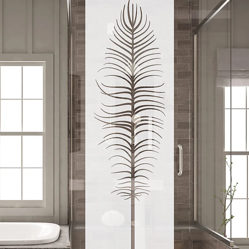 Ambiance Sticker Film Occultant Pour Vitrage<Film Fenêtre Anti Regard Occultant - PLUME - Stickers Autocollant Brise-Vue pour Vitre & Porte de Douche - 120x35cm