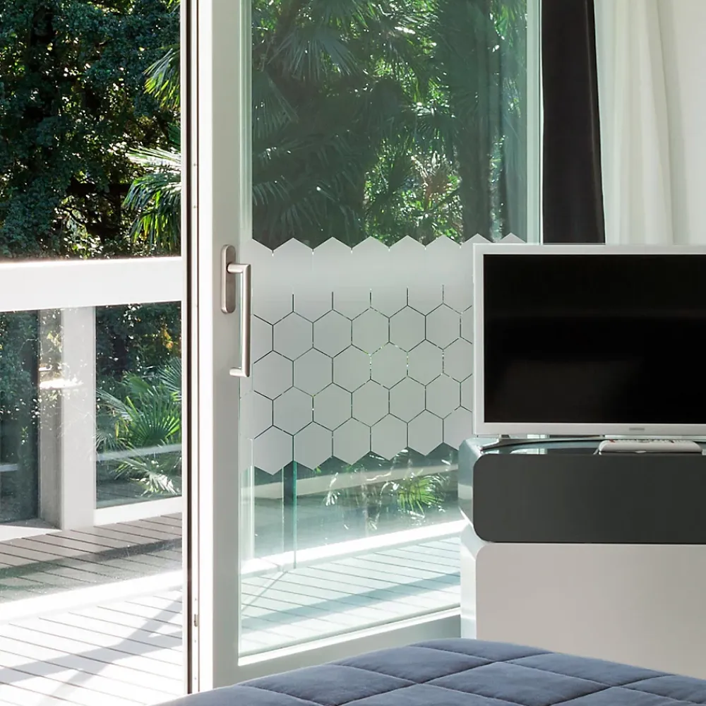 Ambiance Sticker Film Occultant Pour Vitrage<Film Fenêtre Anti Regard Occultant - HEXAGONES - Stickers pour Vitre & Porte de Douche - 50 x 90 cm -50 stickers hexagones 10x9 cm