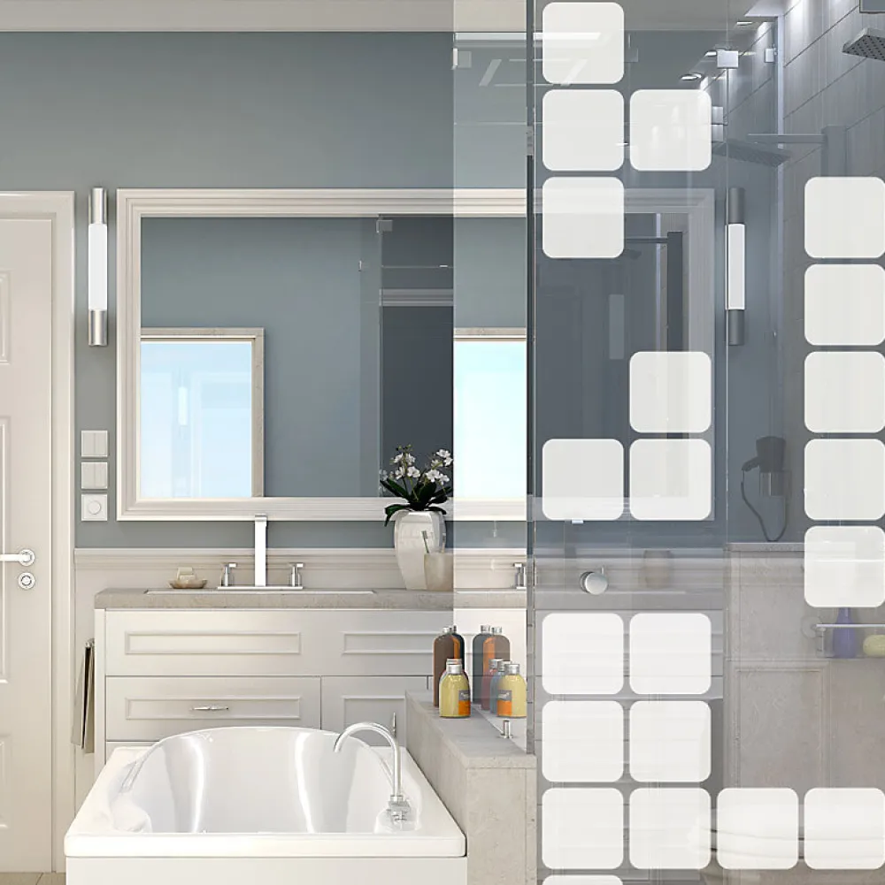 Ambiance Sticker Film Occultant Pour Vitrage<Film Fenêtre Anti Regard Occultant - JEUX DE CUBES - Stickers Autocollant Brise-Vue pour Vitre & Porte de Douche - 150x45cm