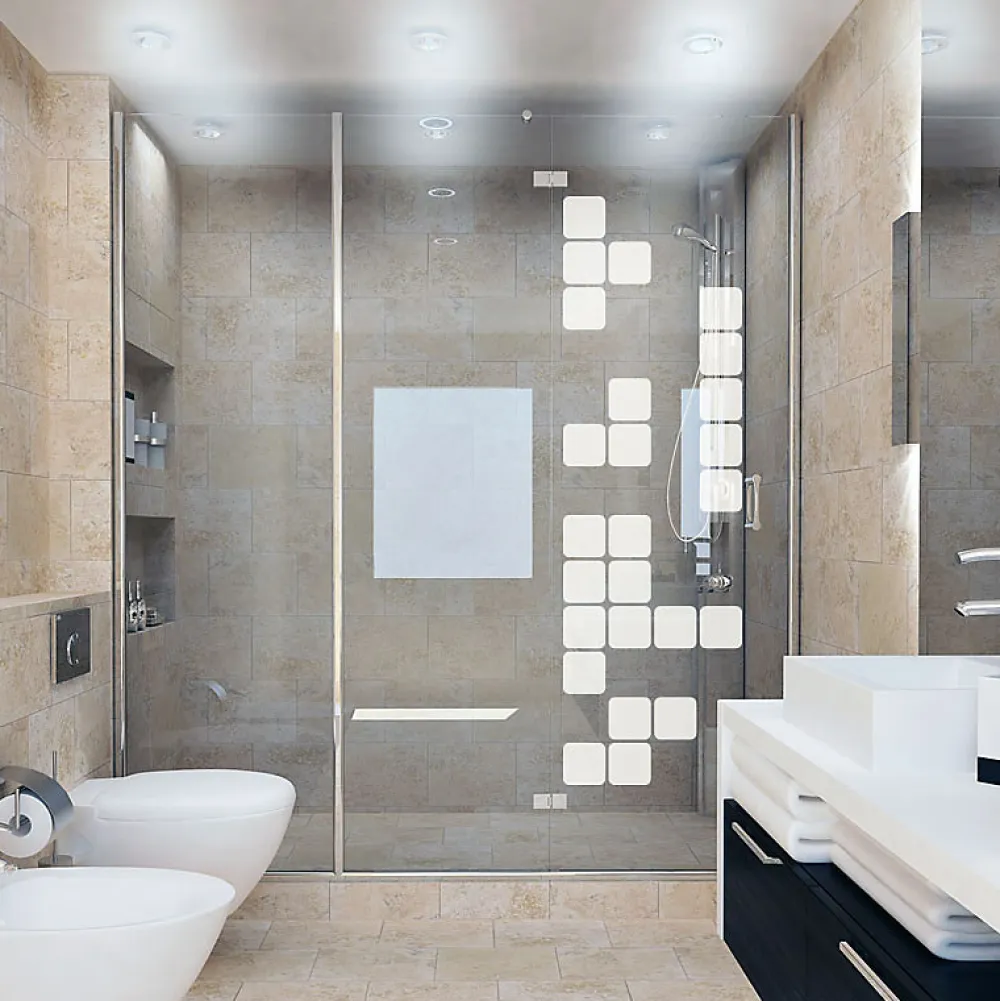 Ambiance Sticker Film Occultant Pour Vitrage<Film Fenêtre Anti Regard Occultant - JEUX DE CUBES - Stickers Autocollant Brise-Vue pour Vitre & Porte de Douche - 150x45cm