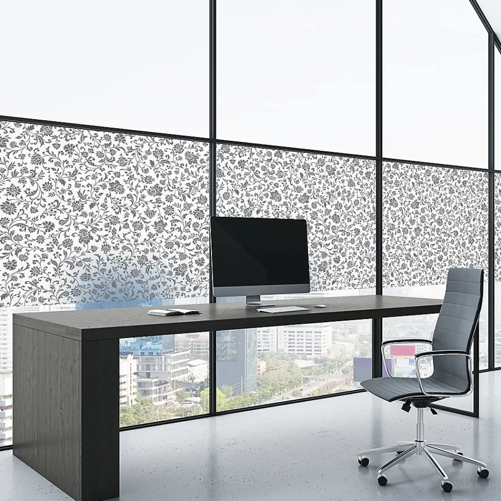 Ambiance Sticker Film Occultant Pour Vitrage<Film Fenêtre Anti Regard Occultant - FLEURS NOIR XL - Stickers pour Vitres & Porte de Douche - 40X200cm
