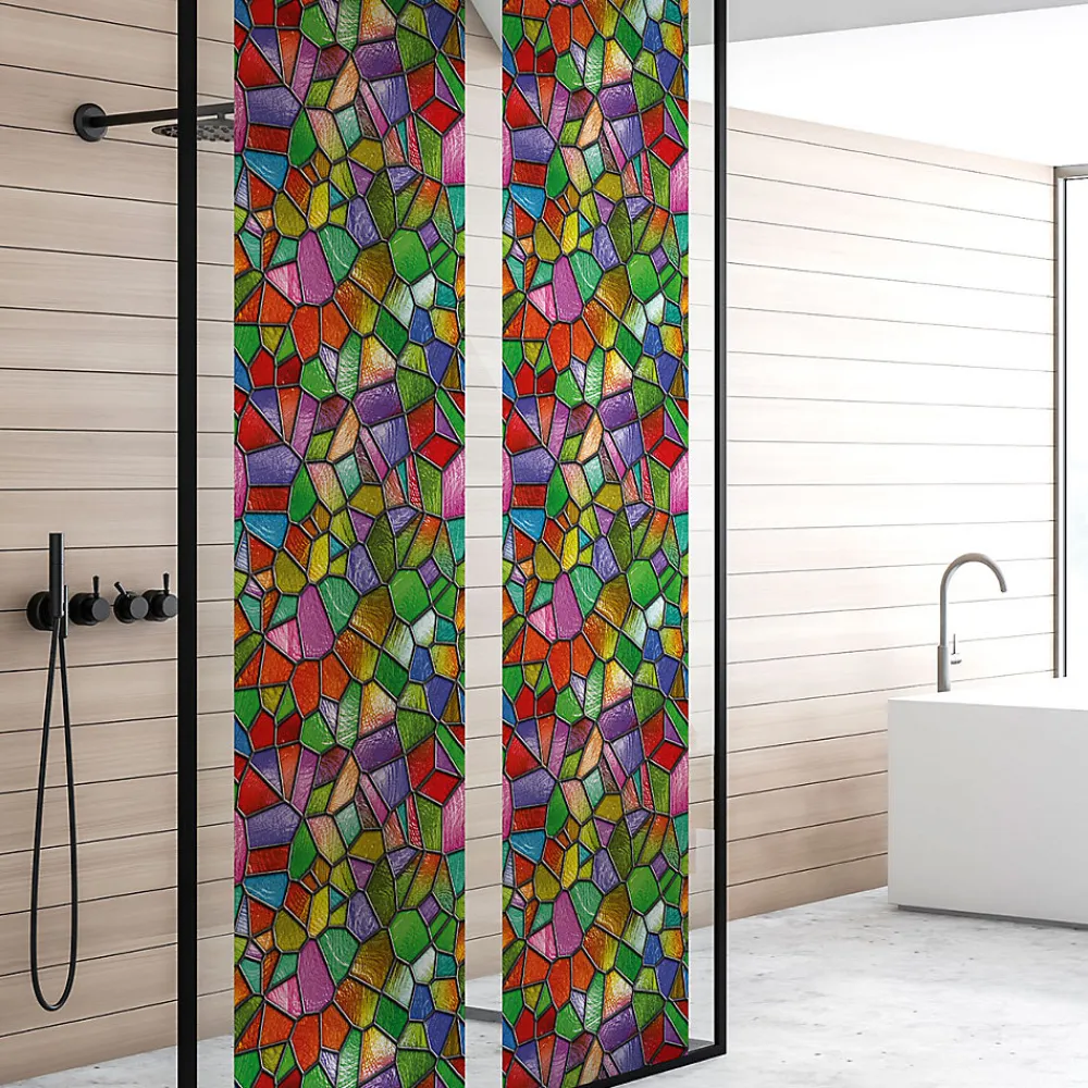 Ambiance Sticker Film Occultant Pour Vitrage<Film Fenêtre Anti Regard Occultant - VITRAIL MULTICOLOR - Stickers pour Vitres & Porte de Douche - 40x200cm