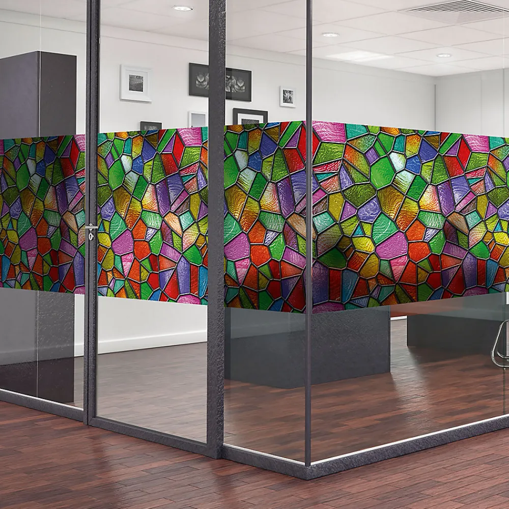 Ambiance Sticker Film Occultant Pour Vitrage<Film Fenêtre Anti Regard Occultant - VITRAIL MULTICOLOR - Stickers pour Vitres & Porte de Douche - 40x200cm
