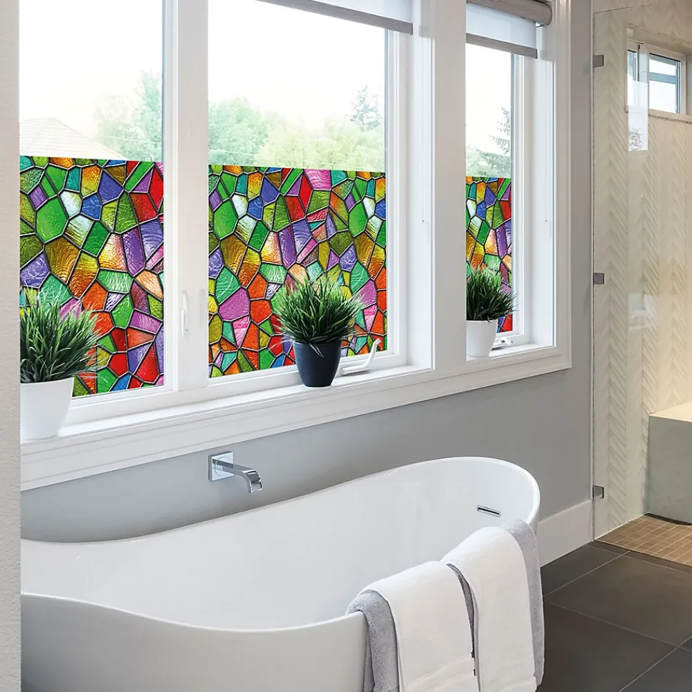 Ambiance Sticker Film Occultant Pour Vitrage<Film Fenêtre Anti Regard Occultant - VITRAIL MULTICOLOR - Stickers pour Vitres & Porte de Douche - 40x200cm