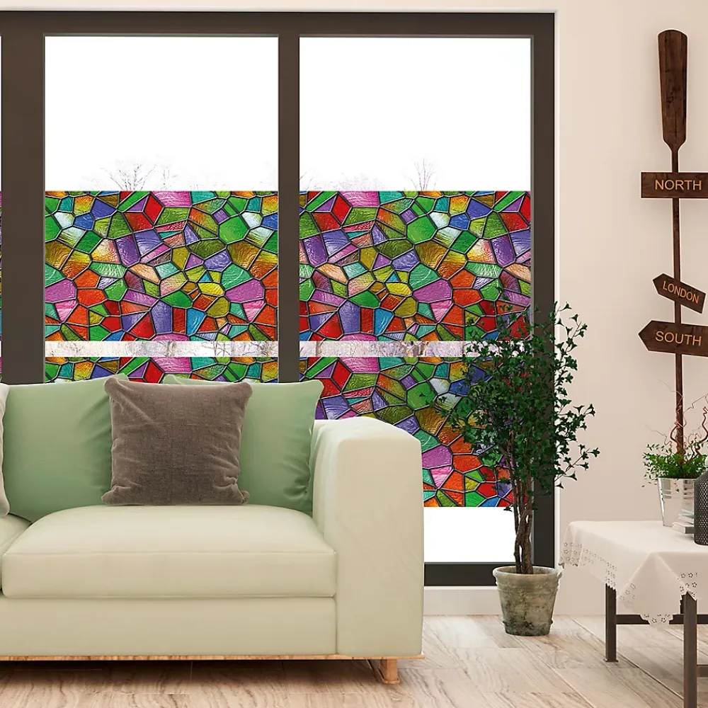 Ambiance Sticker Film Occultant Pour Vitrage<Film Fenêtre Anti Regard Occultant - VITRAIL MULTICOLOR - Stickers pour Vitres & Porte de Douche - 40x200cm