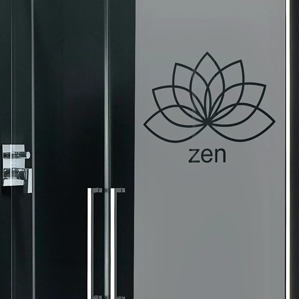 Ambiance Sticker Film Fenêtre Anti Regard Occultant - ZEN FLEUR DE LOTUS - Stickers Autocollant Brise-Vue pour Vitre & Porte de Douche - 120x35cm- Film Occultant Pour Vitrage