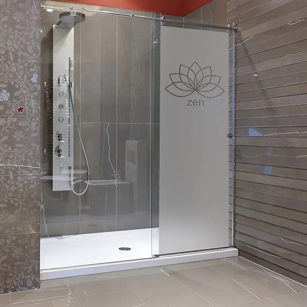 Ambiance Sticker Film Fenêtre Anti Regard Occultant - ZEN FLEUR DE LOTUS - Stickers Autocollant Brise-Vue pour Vitre & Porte de Douche - 120x35cm- Film Occultant Pour Vitrage